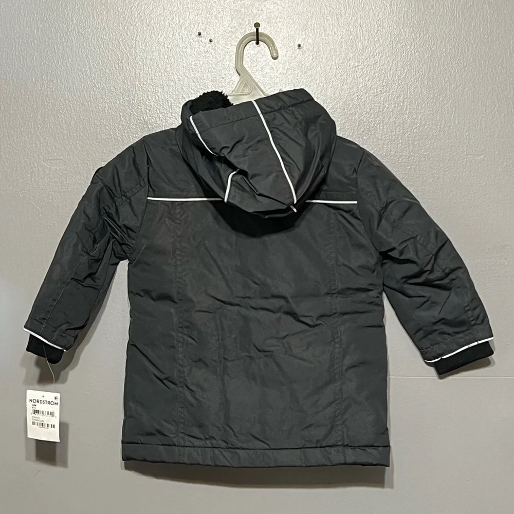 Urban Republic 24M Toddler Quilted Weatherproof Jacket Charcoal Fur Lined Hood